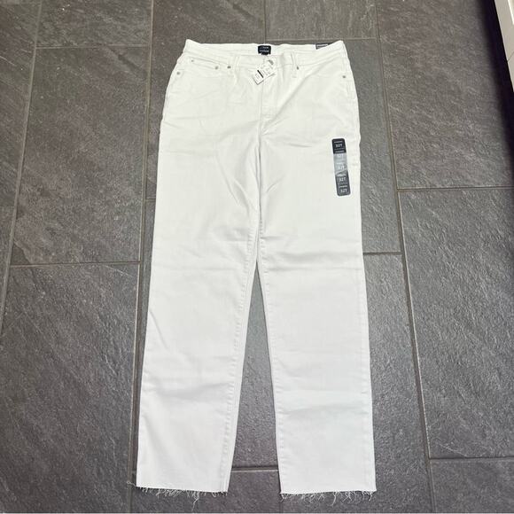 NWT J Crew Factory White Stovepipe Signature Stretch + SZ 32T Raw Hem Jeans - Picture 2 of 11
